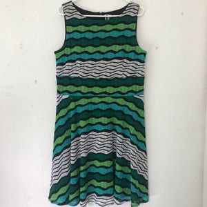 Green Wavy Striped Dress